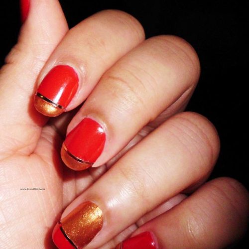 Easy Red and Gold Manicure ft. Nubar 3 Free Polish Review