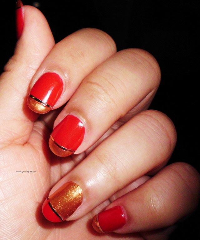 Easy Red and Gold Manicure ft. Nubar 3 Free Polish Review A red and gold manicure look and Nubar Nail Polish review