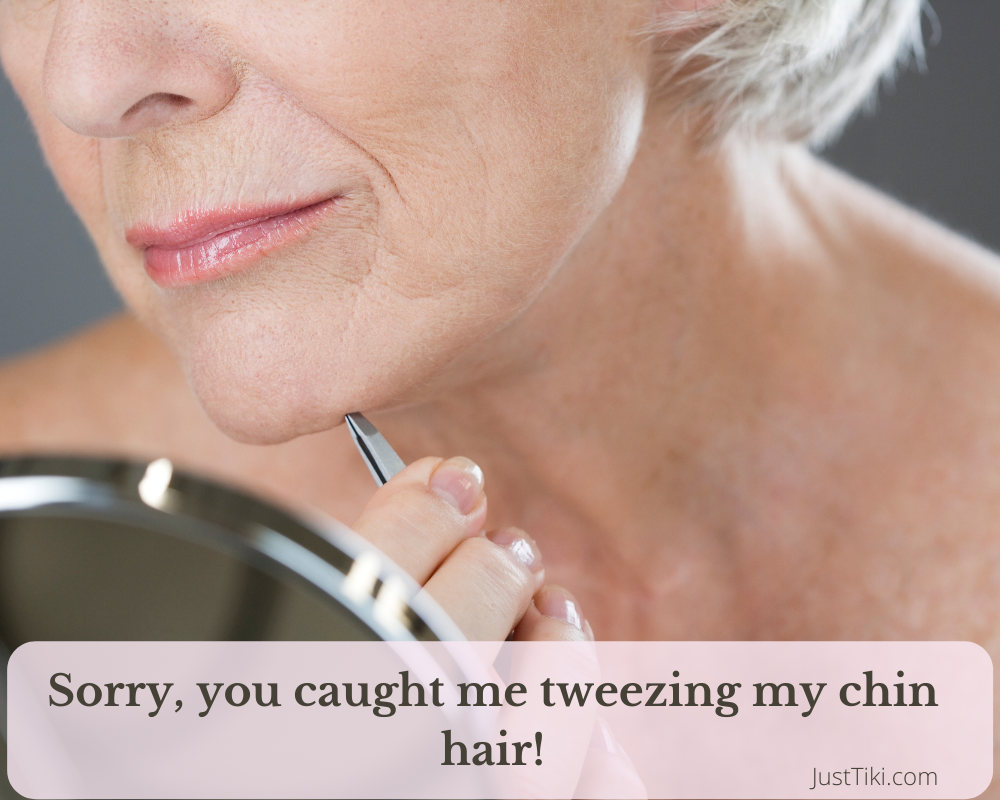 Woman Tweezing Her Chin hair