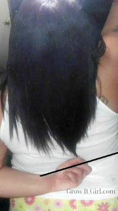 Mid Back Length Hair Stretched To Show True Length