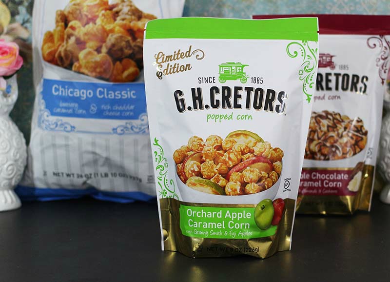 My favorite flavor of the three holiday limited edition popcorns. G.H. Cretors Orchard Apple Caramel Popcorn www.growitgirl.com